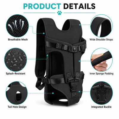 Hands-Free Front Carrier Backpack for Small Dogs & Cats, Travel