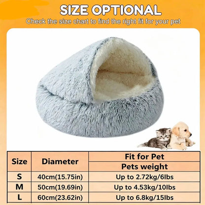 Cozy Shell-Shaped Plush Cat Bed, Warm Semi-Enclosed Nest for puppies
