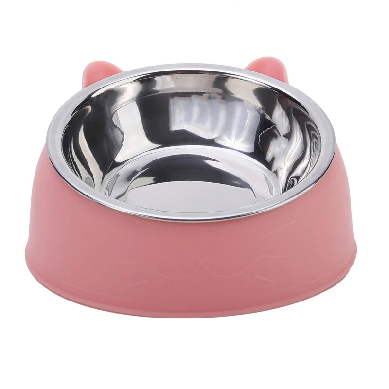 inclined stainless steel cat bowl – tilted feeding dish for pets