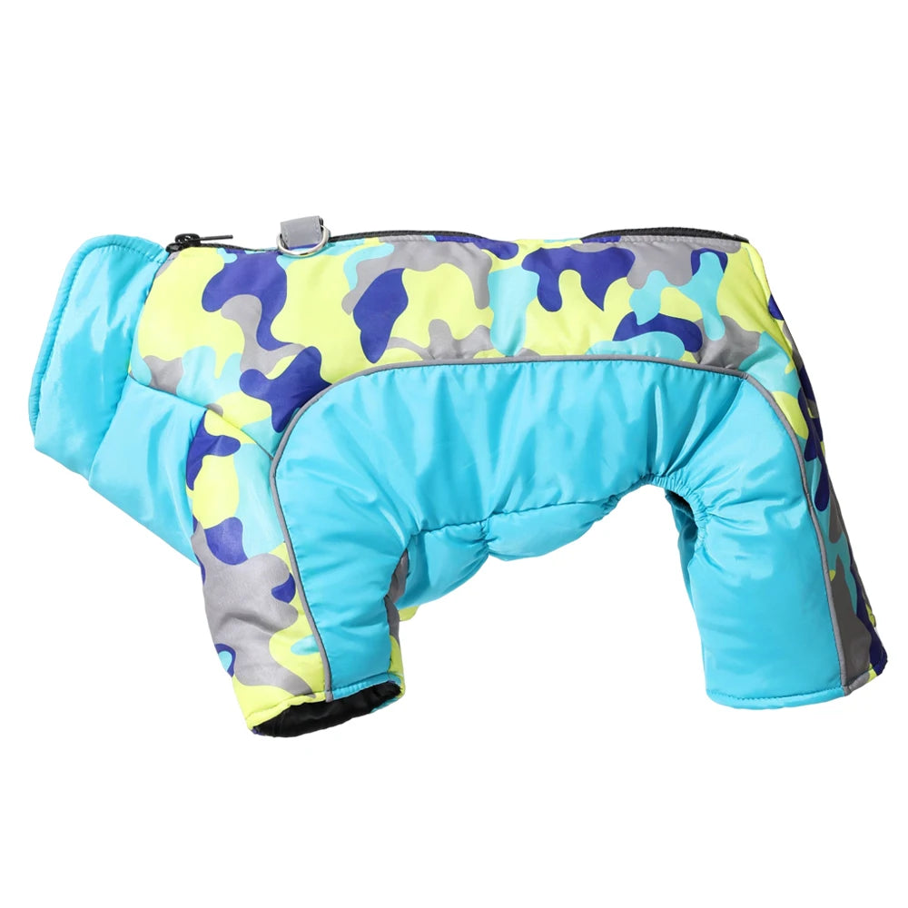 warm waterproof pet jumpsuit with d-ring, reflective winter dog & cat coat