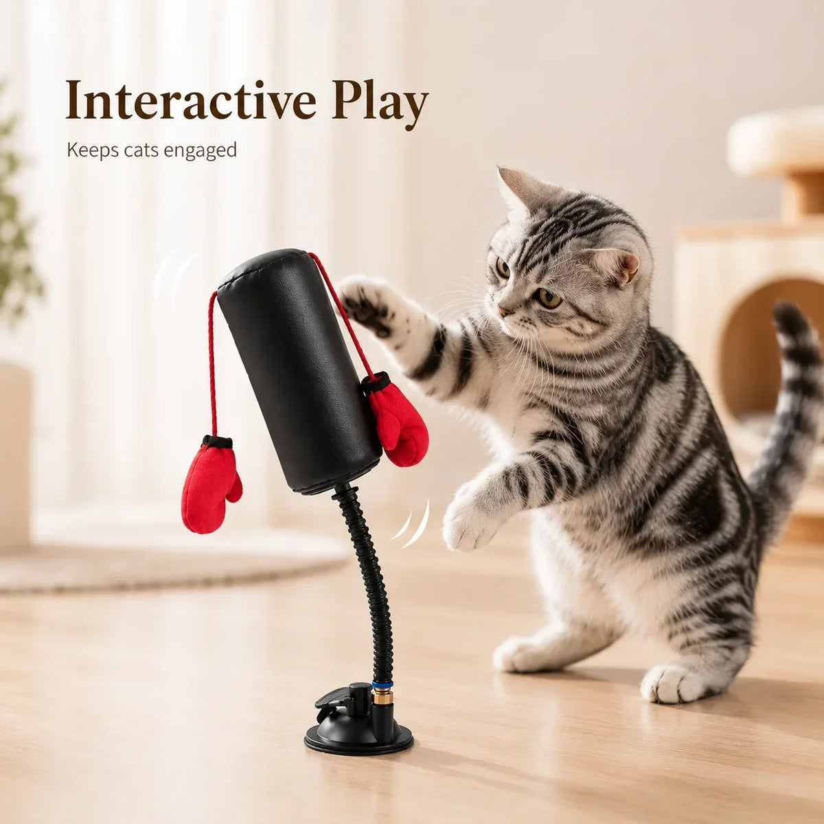 paw punch cat boxing bag – interactive spring indoor exercise toy
