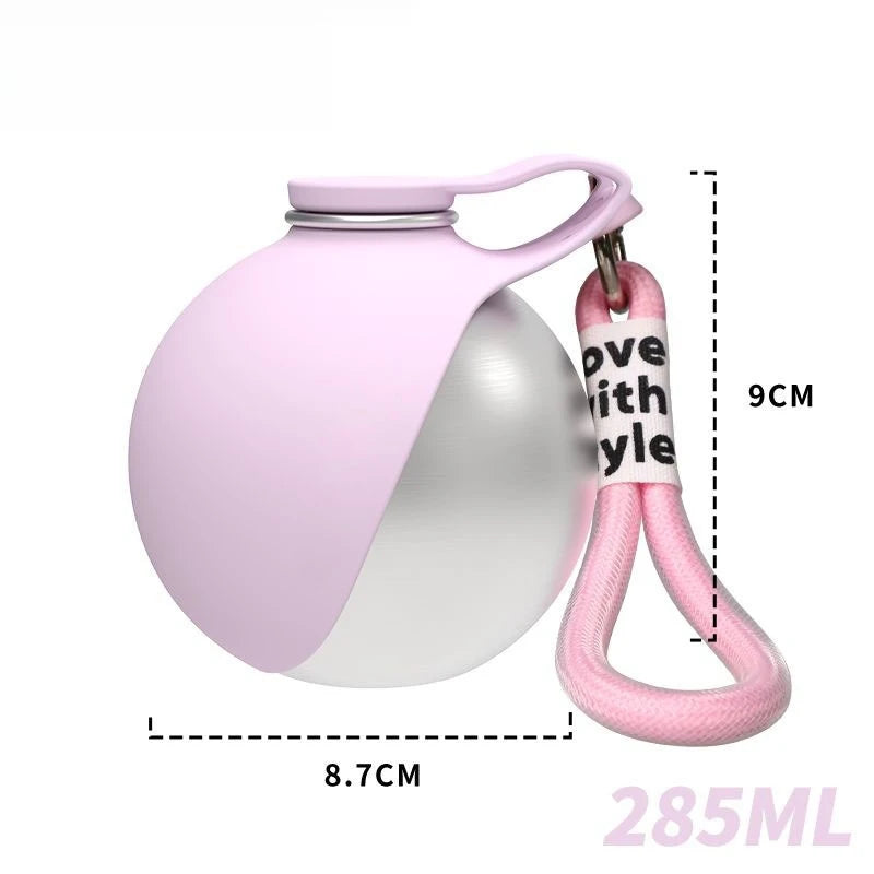 portable stainless steel dog  water bottle 285ml with silicone bowl
