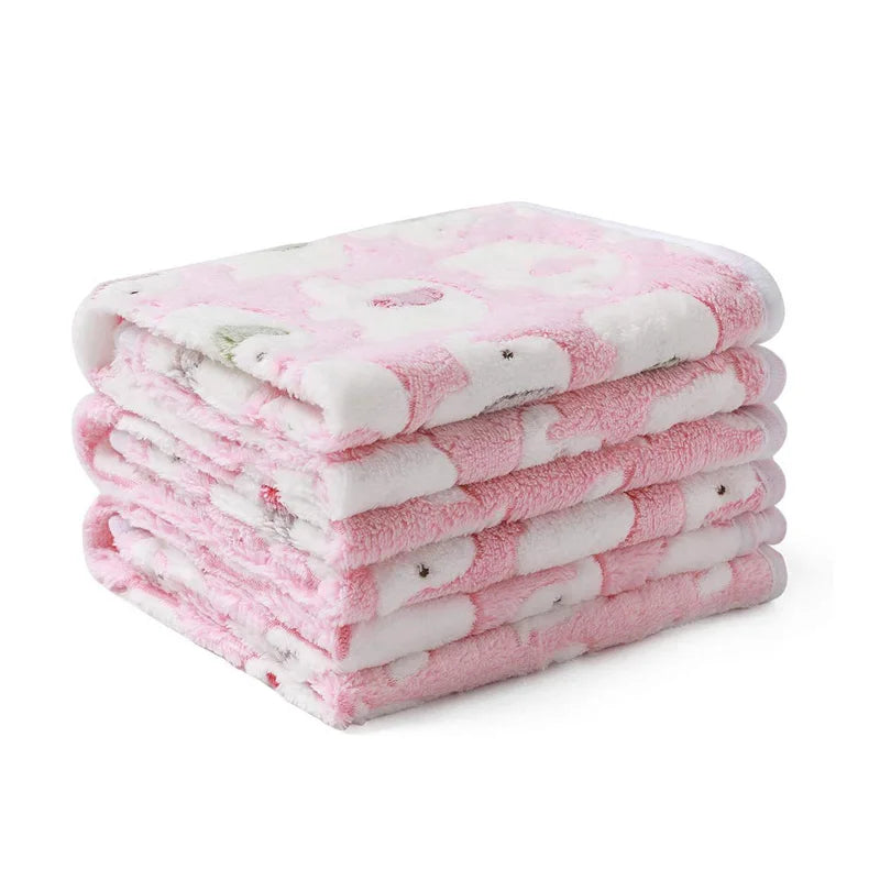 soft fluffy pet blanket with cute paw or elephant pattern for dogs and cats