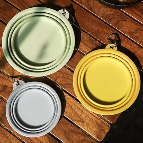 Foldable Silicone Dog & Cat Bowl – Portable Travel Feeding Bowl