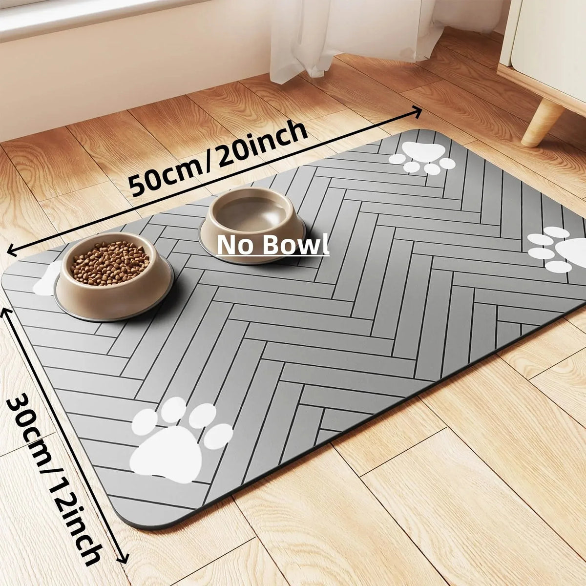 absorbent waterproof pet feeding mat with non-slip rubber backing