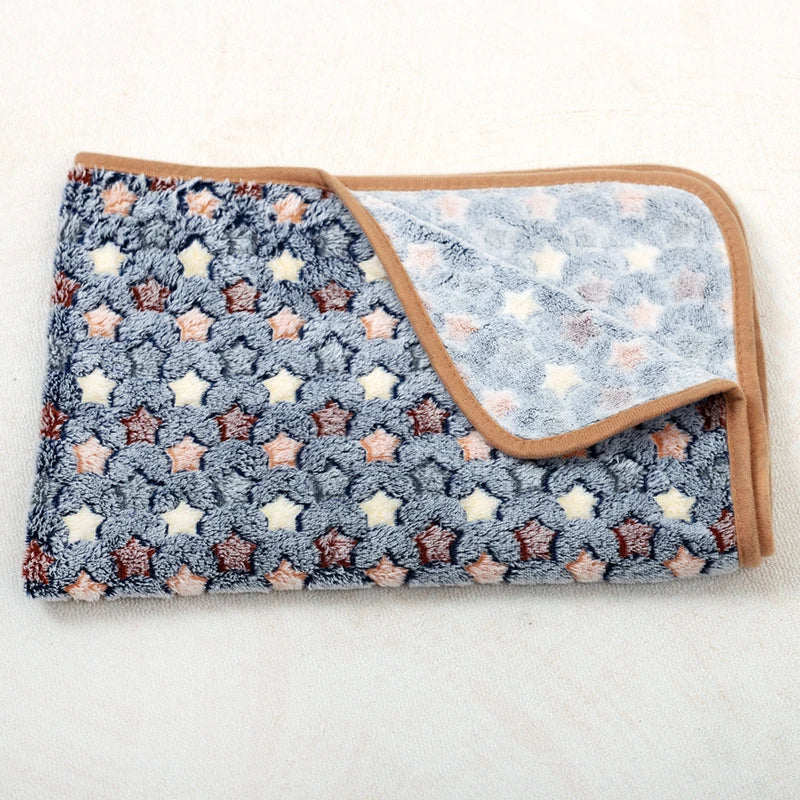 soft fluffy paw print pet blanket for puppies and cats warm flannel mat