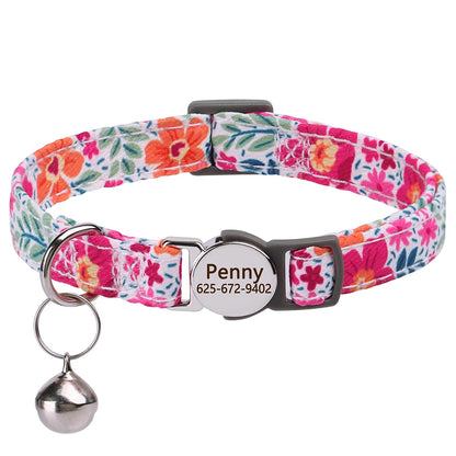Personalized Cat Collar with Bell - Free Engraved, Breakaway Safe