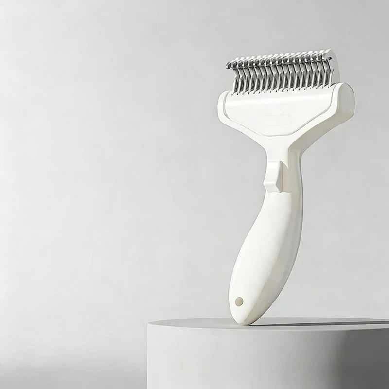 curved stainless steel pet deshedding brush for dogs & cats, grooming