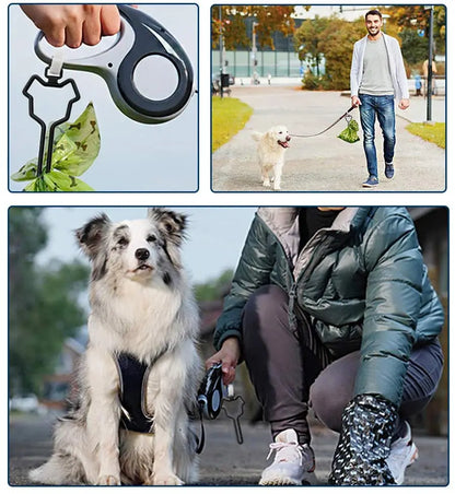 Hands-Free Dog Poop Bag Dispenser with Adjustable Leash Clip Holder