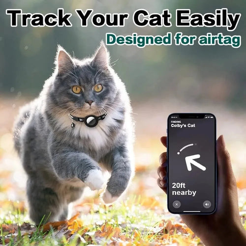 Reflective Cat Collar with Bell - Breakaway AirTag Holder for Cats