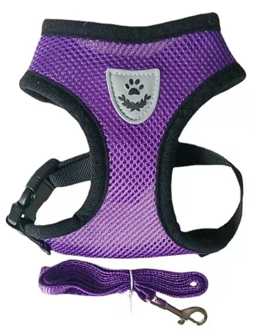 breathable mesh cat & dog harness with leash – reflective vest