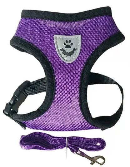 Breathable Mesh Cat & Dog Harness with Leash – Reflective Vest