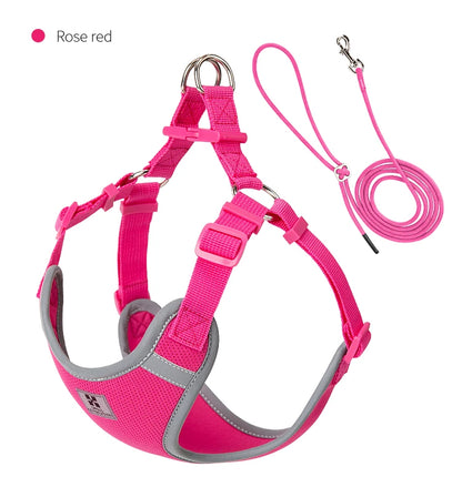Reflective Adjustable Pet Harness & Leash Set for Small/Medium Dogs