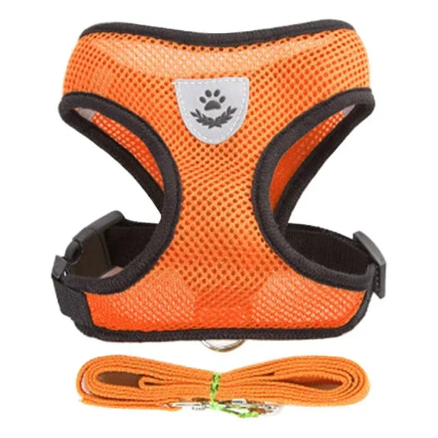 adjustable mesh vest harness & leash - breathable for cats & dogs