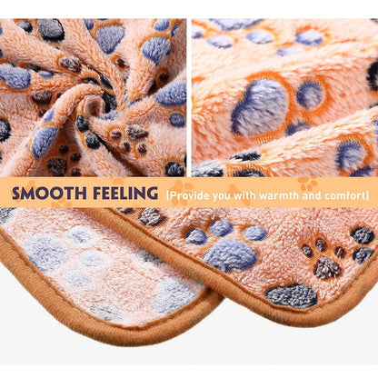 Soft Fluffy Pet Blanket with Cute Paw or Elephant Pattern for Dogs and Cats