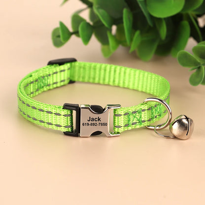 Personalized Cat Collar with Bell - Free Engraved, Breakaway Safe