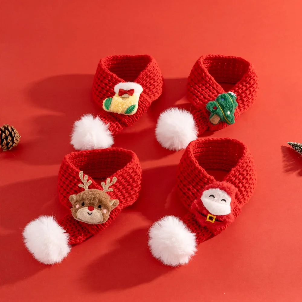 soft red christmas cat hat and scarf with adjustable chin strap