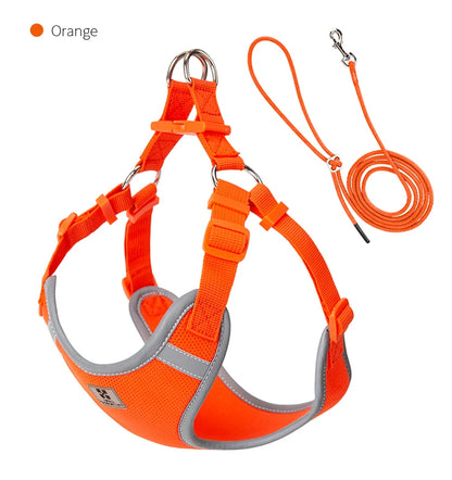 Reflective Adjustable Pet Harness & Leash Set for Small/Medium Dogs