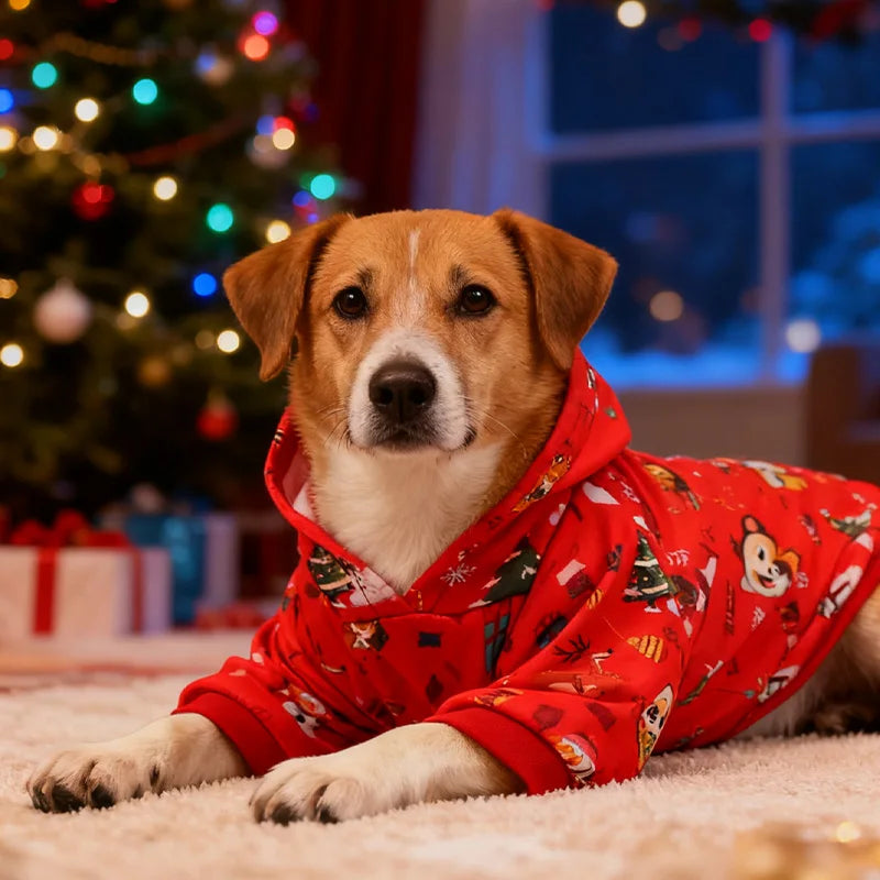 festive christmas dog hoodie for autumn and winter holiday pet clothes