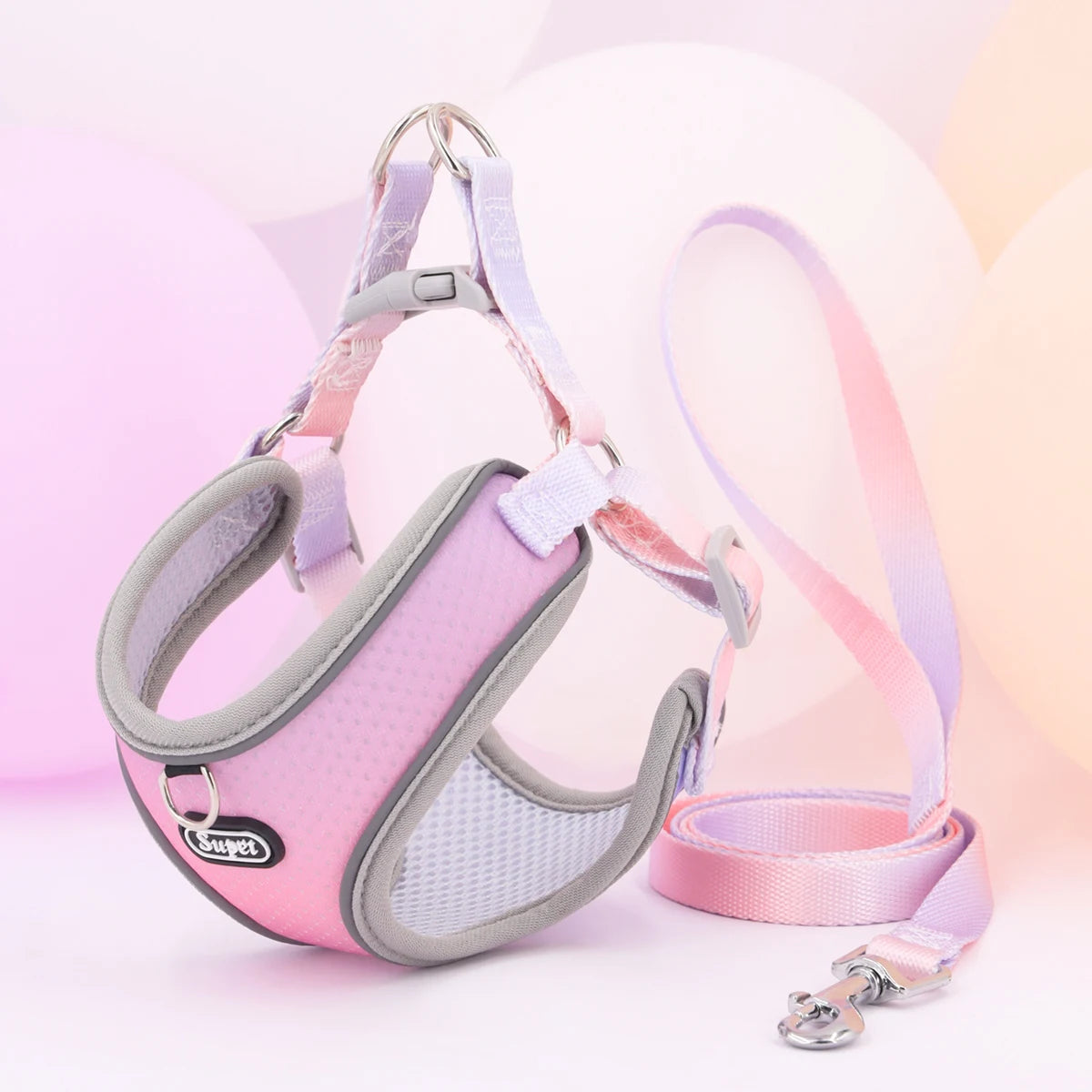 step-in dog harness with reflective, breathable design, adjustable