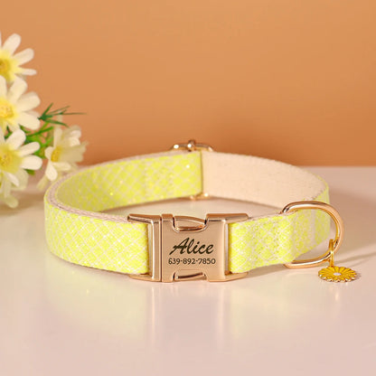 Personalized Bling Dog Collar - Free Engraved ID Tag & Flower Charm