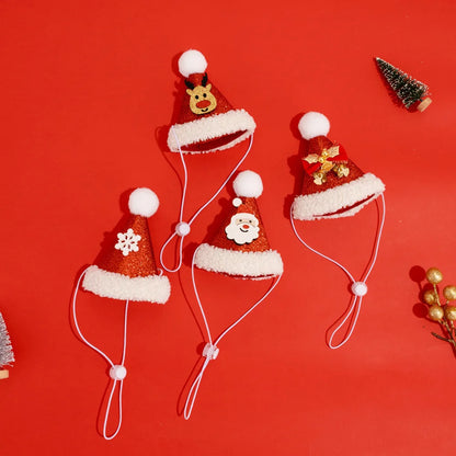 Soft Red Christmas Cat Hat and Scarf with Adjustable Chin Strap