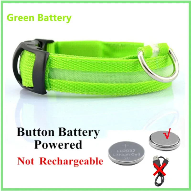 3 modes rechargeable led dog collar - adjustable night safety glow collar