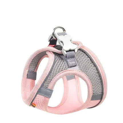 breathable mesh pet harness with reflective safety stitching set