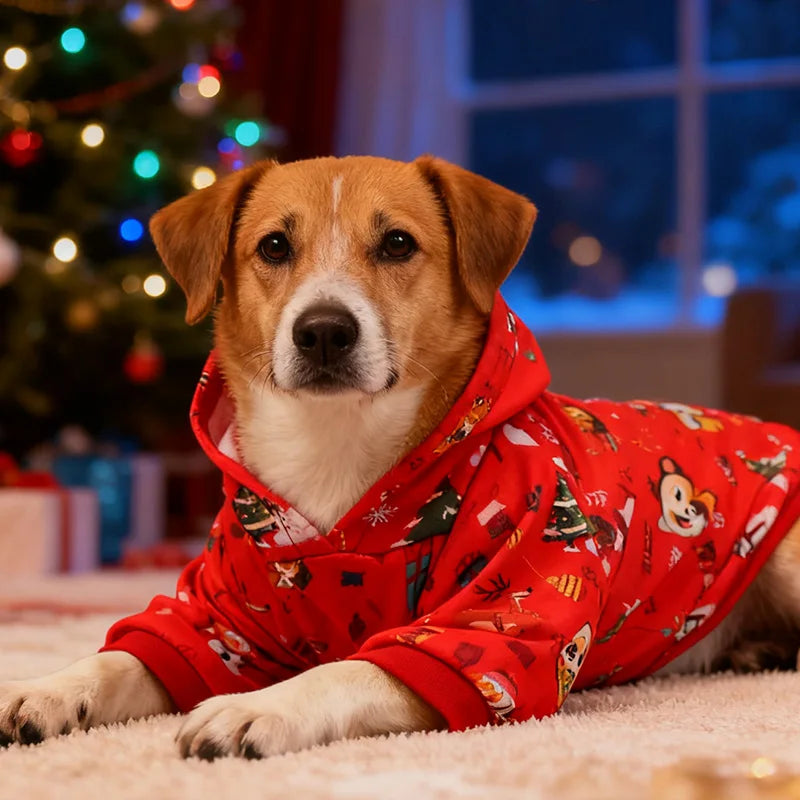 festive christmas dog hoodie for autumn and winter holiday pet clothes