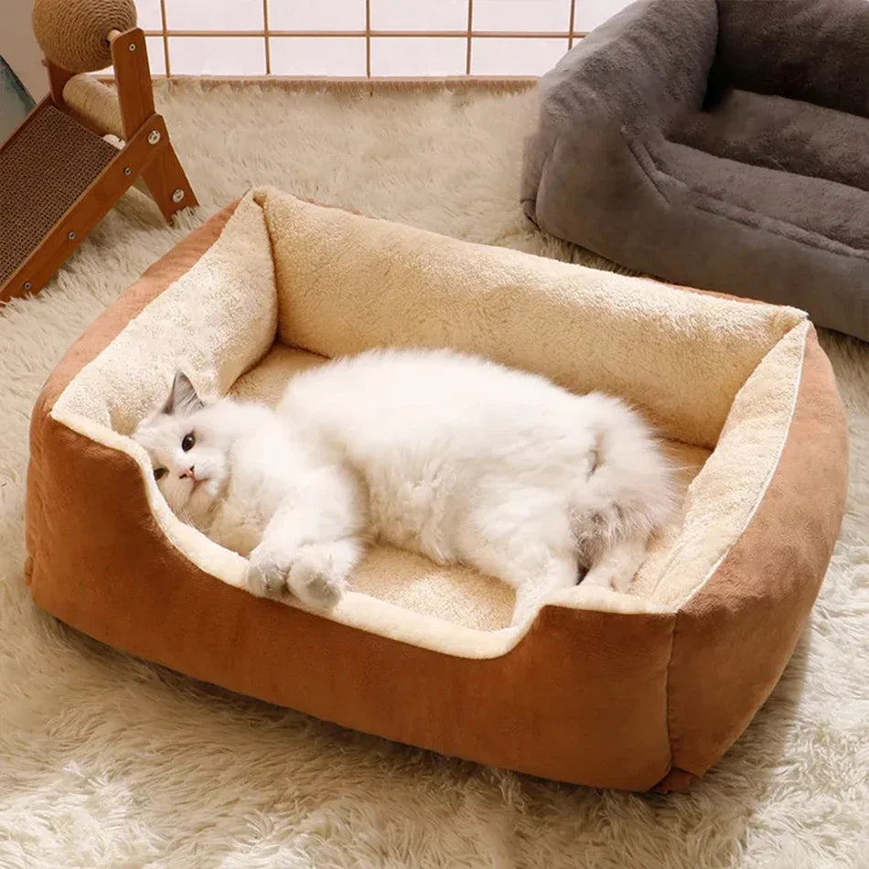 cozy plush pet bed for cats & dogs – soft breathable basket