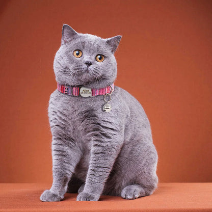 Personalized Cat Collar with Bell - Free Engraved, Breakaway Safe