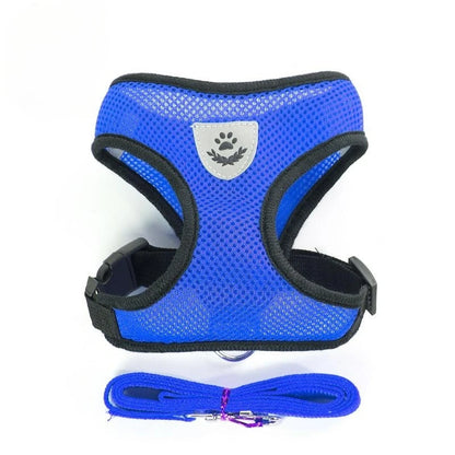 Breathable Mesh Cat & Dog Harness with Leash – Reflective Vest