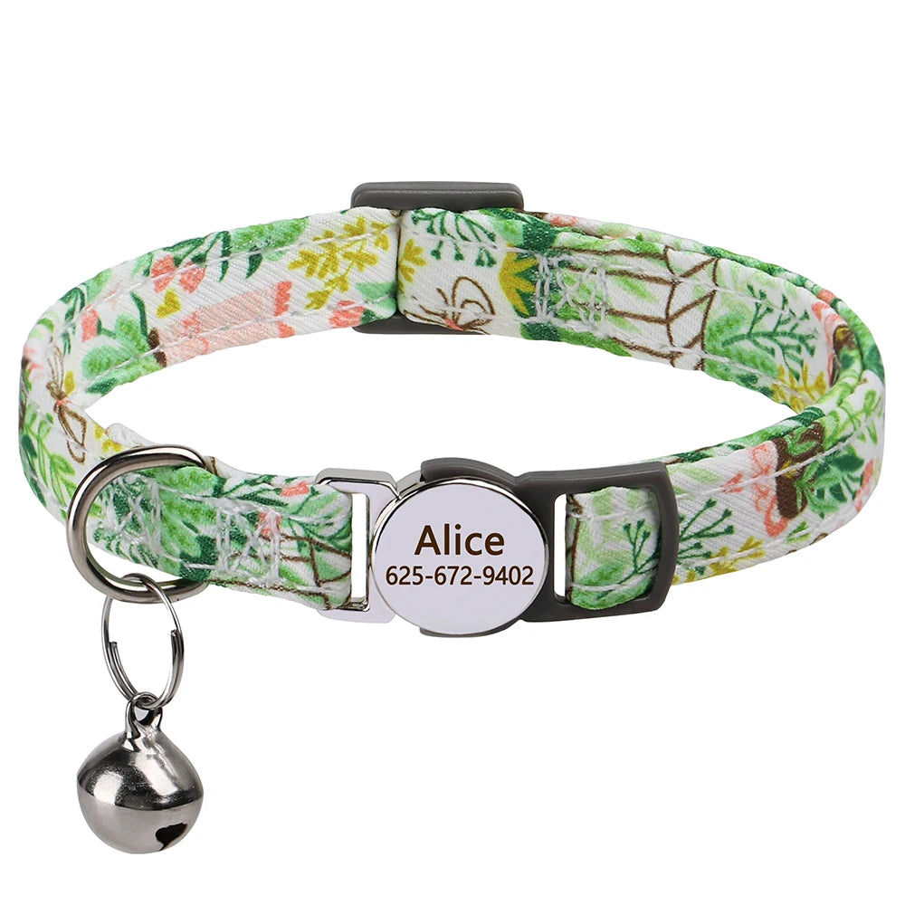 personalized cat collar with bell - free engraved, breakaway safe