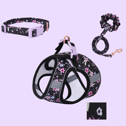 Soft Puppy Harness, Leash & Collar Set – Adjustable Pet Vest Set