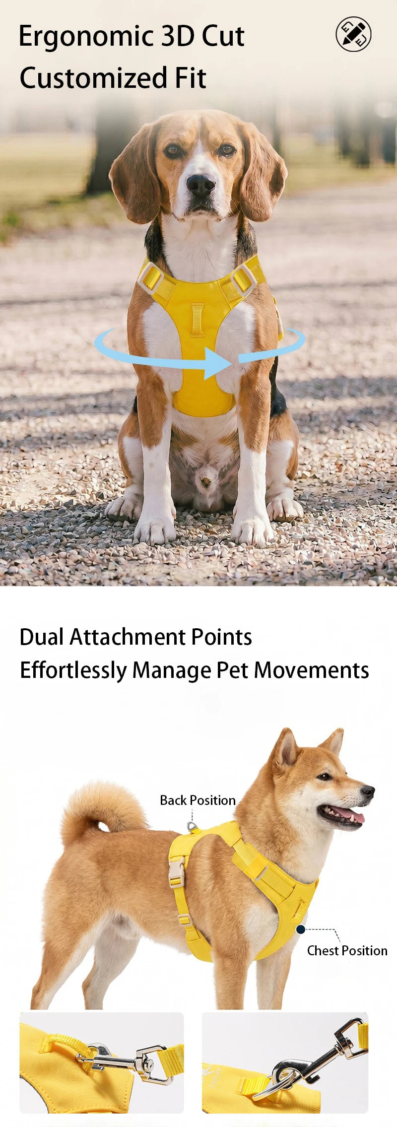 lightweight dog harness & leash set - anti-pull, escape-proof fit
