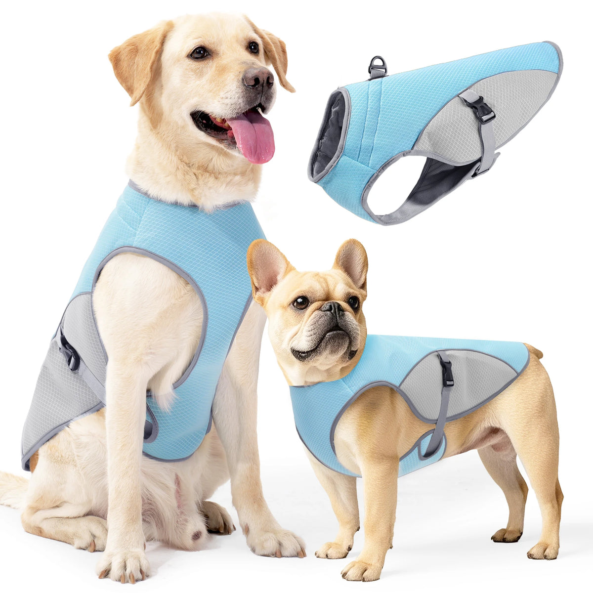 dog cooling vest harness with portable water bottle for summer walks