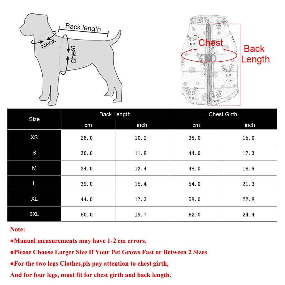 warm christmas dog jacket with d-ring for small and medium dogs