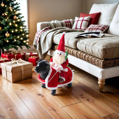 Funny Santa Claus Riding Dog Christmas Costume for Dogs & Cats, Red