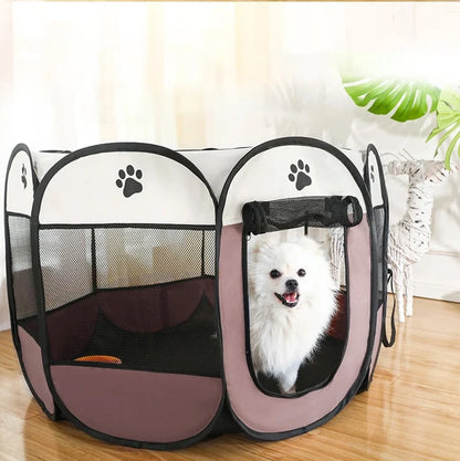 Foldable Pet Tent Playpen - Octagonal Outdoor Fence for Dogs & Cats