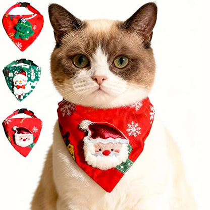 Soft Adjustable Christmas Pet Bandana Scarf Collar for Puppies and Cats