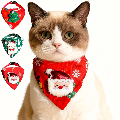 Soft Adjustable Christmas Pet Bandana Scarf Collar for Puppies and Cats