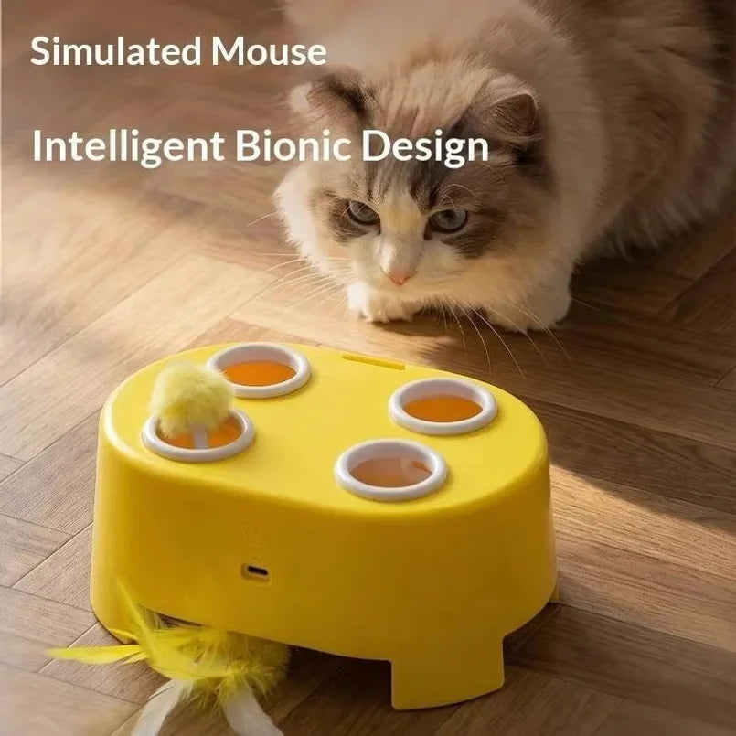 interactive whack-a-mole cat toy automatic pop-up feather toy
