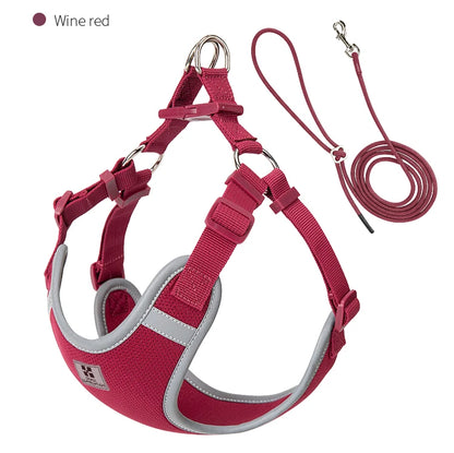 Reflective Adjustable Pet Harness & Leash Set for Small/Medium Dogs