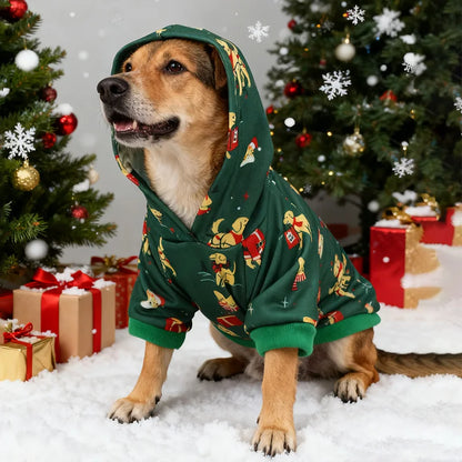 Festive Christmas Dog Hoodie for Autumn and Winter Holiday Pet Clothes