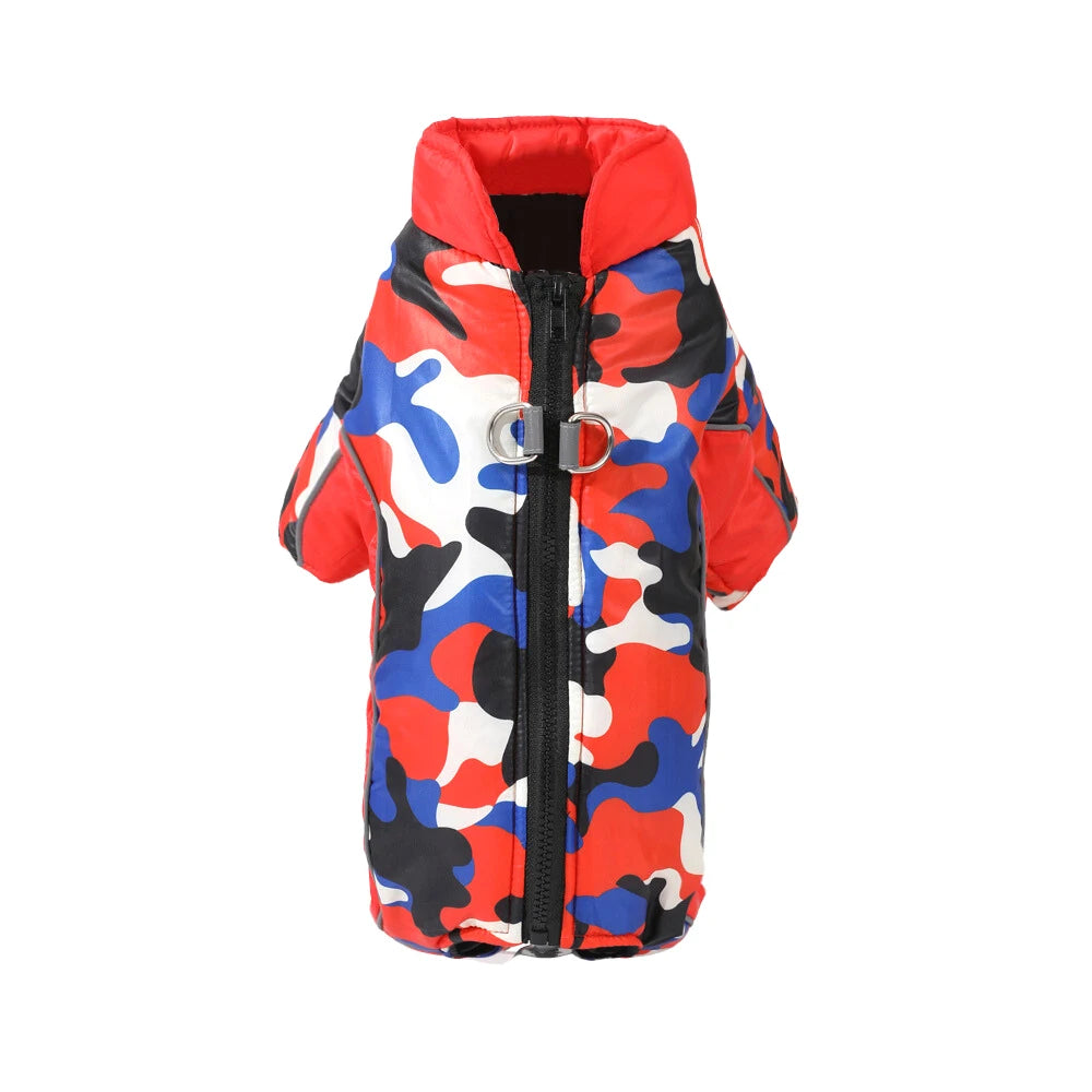 warm waterproof pet jumpsuit with d-ring, reflective winter dog & cat coat