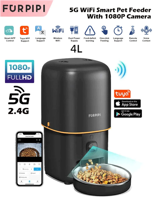 Furpipi Smart Cat Feeder with 1080P Camera – WiFi App Control