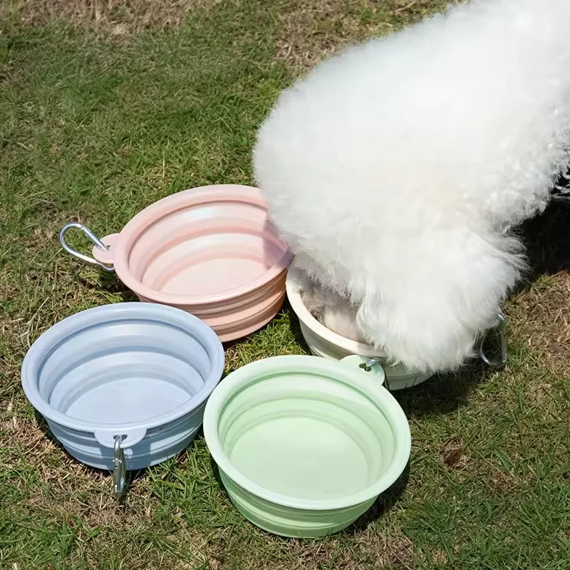 foldable silicone dog & cat bowl – portable travel feeding bowl