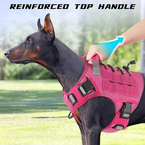 Adjustable No-Pull Tactical Dog Harness with Handle, Reflective Trim