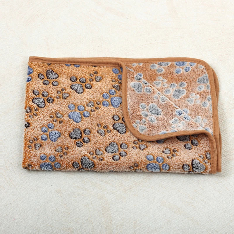 soft fluffy paw print pet blanket for puppies and cats warm flannel mat