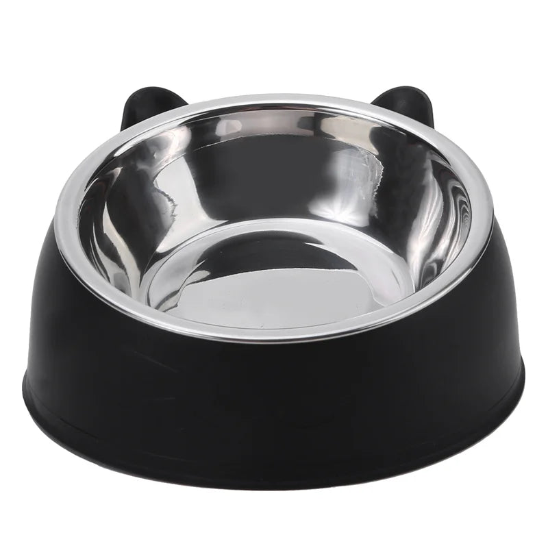 inclined stainless steel cat bowl – tilted feeding dish for pets